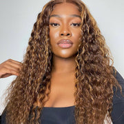 Honey Blonde Highlight P1b/30 P4/27 Curly 4x4 Lace Closure Wigs