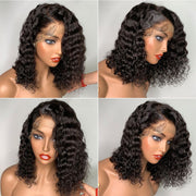 Short Wavy 4X4 Lace Closure Bob Wigs natural color