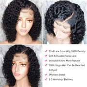 Short Wavy 13X6 Front Lace Bob Wigs natural color