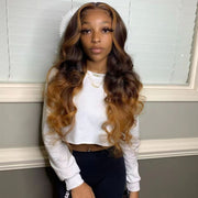 Ombre/Brown Straight and Body Wave Front Lace Wigs 4x4