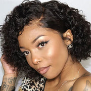 Short Wavy 13X6 Front Lace Bob Wigs natural color