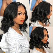Short Wavy 5X5 Bob Wigs natural color