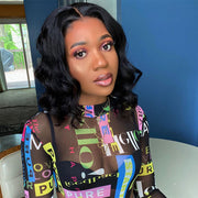 Short Wavy 4X4 Lace Closure Bob Wigs natural color