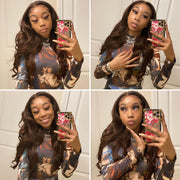 Brown #4 Straight and Body Wave Front Lace Wigs 13X4