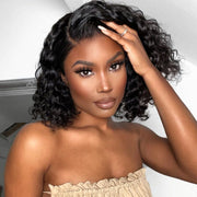 Short Wavy 4X4 Lace Closure Bob Wigs natural color