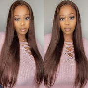 Brown #4 Straight and Body Wave Front Lace Wigs 13X4