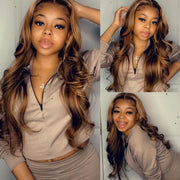 Honey Blonde Highlight P1b/30 P4/27 Straight and Body Wave 13X6 Lace Front  Wigs