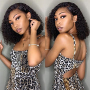 Kinky 13X4 Front Lace Bob Wigs natural color