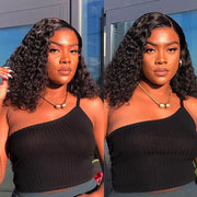 Short Wavy 4X4 Lace Closure Bob Wigs natural color