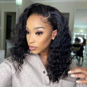 Short Wavy 13X6 Front Lace Bob Wigs natural color