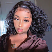 Short Wavy 13X6 Front Lace Bob Wigs natural color