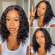 Short Wavy 4X4 Lace Closure Bob Wigs natural color