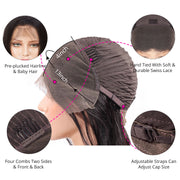 Short Wavy 13X6 Front Lace Bob Wigs natural color