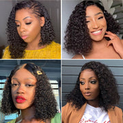Short Wavy 13X6 Front Lace Bob Wigs natural color