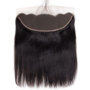 Straight Virgin Hair Extensions Natural Color with 13X4 Lace Frontal