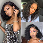 Short Wavy 5X5 Lace Closure Bob Wigs natural color