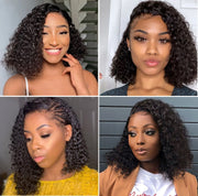 Short Wavy 13X6 Front Lace Bob Wigs natural color