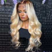 Ombre T4/Blonde Straight and Body Wave Front Lace Wigs 13X4