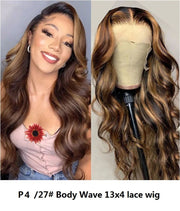 Honey Blonde Highlight P1b/30 P4/27 Straight and Body Wave 13X6 Lace Front  Wigs