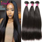 Straight Virgin Hair Extensions Natural Color with 13X4 Lace Frontal