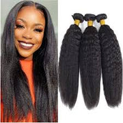 Kinky Straight 100% Unprocessed Virgin Hair Extensions Natural Color 3 Bundle Deal