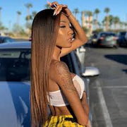 Ombre/Brown Straight and Body Wave Front Lace Wigs 4x4