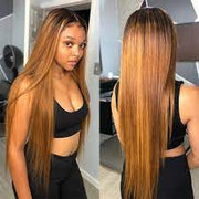 Ombre/Brown Straight and Body Wave Front Lace Wigs 4x4
