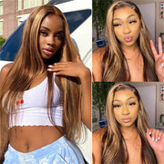 Ombre/Brown Straight and Body Wave Front Lace Wigs 4x4