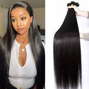 Straight Virgin Hair Extensions Natural Color 1 Bundle