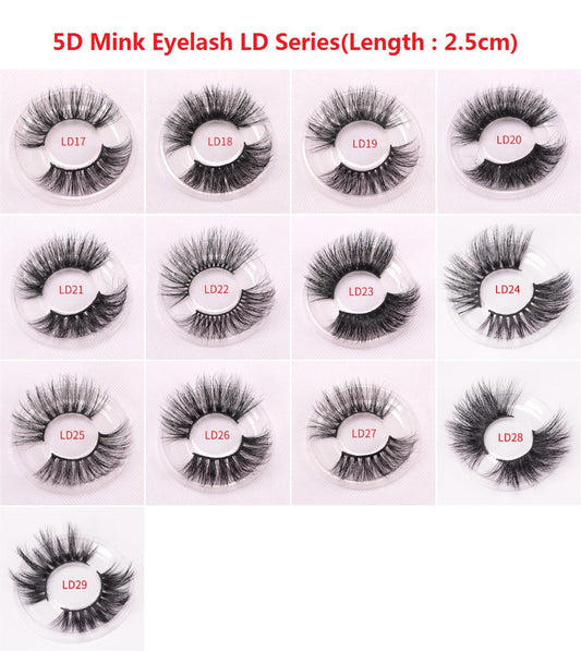 5D 100% mink eyelashes LD series (Length: 2.5 cm)