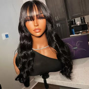 Glueless Straight and Body Wave Front Lace Wigs 13X4 With Bangs