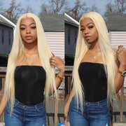 Blonde # 613 Body Wave and Straight  5x5 Swiss Lace Closure  Wigs