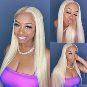 Blonde # 613 Body Wave and Straight  5x5 Swiss Lace Closure  Wigs