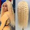 HD 6x6 Swiss Lace Closure Wigs Blonde # 613  Deep Wave