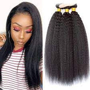 Kinky Straight Virgin Hair Extensions Natural Color 1 Bundle