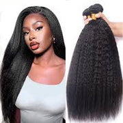 Kinky Straight Virgin Hair Extensions Natural Color 1 Bundle