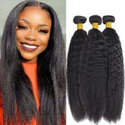 Kinky Straight Virgin Hair Extensions Natural Color 1 Bundle