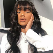 Glueless Straight and Body Wave Front Lace Wigs 13X4 With Bangs