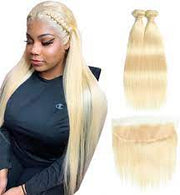 Blonde #613/T1B-613 Virgin Hair Extensions 3 Bundles with 13x4 lace frontal