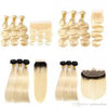 Blonde #613/T1B-613 Virgin Hair Extensions 3 Bundles with 13x6 lace frontal