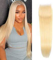 Blonde #613/T1B-613 Virgin Hair Extensions 3 Bundles with 5x5 Swiss Lace Closure