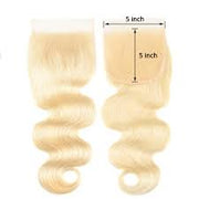 Blonde #613/T1B-613 Virgin Hair Extensions 3 Bundles with 5x5 Swiss Lace Closure