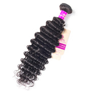 Deep Wave Virgin Hair Extensions Natural Color 1 Bundle